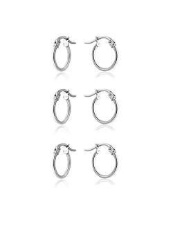 Sterling Silver Thin Lightweight Small Round Tube Hoop Earrings, 12mm-15mm