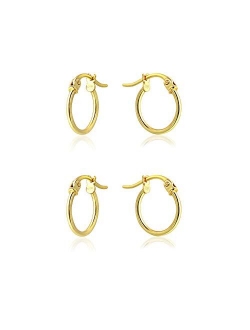 Sterling Silver Thin Lightweight Small Round Tube Hoop Earrings, 12mm-15mm