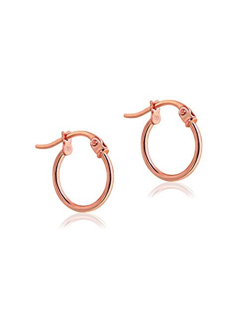 Sterling Silver Thin Lightweight Small Round Tube Hoop Earrings, 12mm-15mm