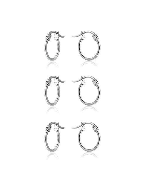 Sterling Silver Thin Lightweight Small Round Tube Hoop Earrings, 12mm-15mm