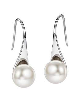 Freshwater Pearl Earrings Dangle Drop Sterling Silver Earrings 8-9mm Cultured Pearl Fine Jewelry for Women Girls