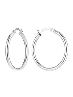 Charmsy Sterling Silver Jewelry Classic Italian Click-Top Hoop Earrings for Girl Teen Women