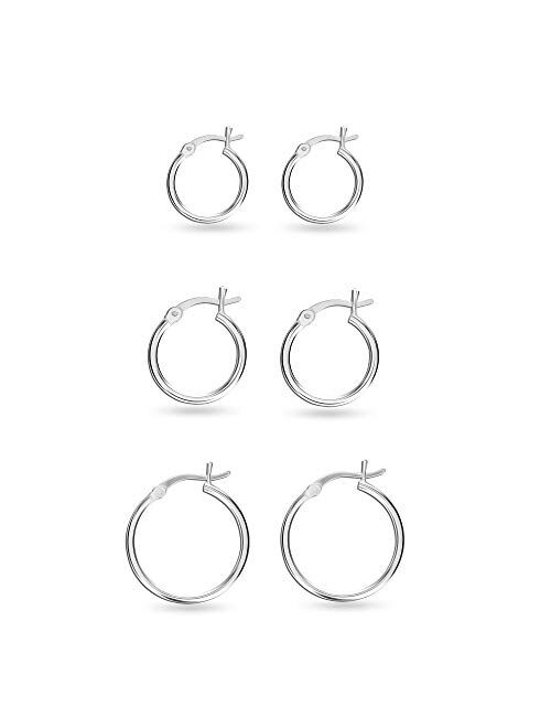 Charmsy Sterling Silver Jewelry Classic Italian Click-Top Hoop Earrings for Girl Teen Women