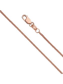 14k REAL Yellow OR White OR Rose/Pink Gold Solid 0.8mm Diamond Cut Braided Square Wheat Chain Necklace with Lobster Claw Clasp