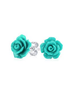 Romantic Delicate Floral Blooming 3D Carved 10MM Rose Flower Post Stud Earrings For Women Teen Lightweight More Colors