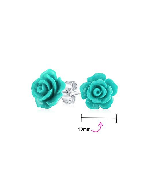 Romantic Delicate Floral Blooming 3D Carved 10MM Rose Flower Post Stud Earrings For Women Teen Lightweight More Colors