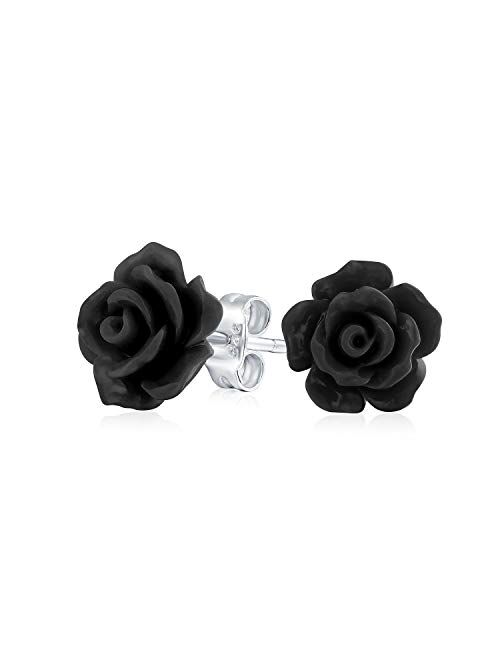 Romantic Delicate Floral Blooming 3D Carved 10MM Rose Flower Post Stud Earrings For Women Teen Lightweight More Colors