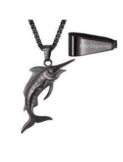 U7 Shark/Fish/Dolphin Pendant Animal Jewelry Men Boys Necklace with Stainless Steel/Gold/Black Gun Plated/925 Sterling Silver Chain