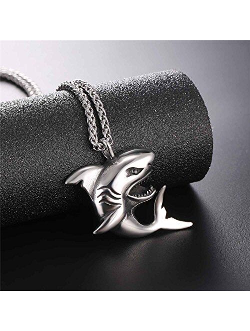 U7 Shark/Fish/Dolphin Pendant Animal Jewelry Men Boys Necklace with Stainless Steel/Gold/Black Gun Plated/925 Sterling Silver Chain