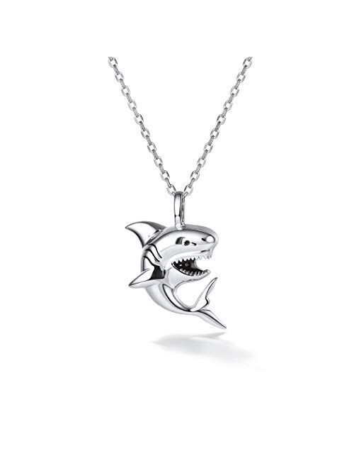 U7 Shark/Fish/Dolphin Pendant Animal Jewelry Men Boys Necklace with Stainless Steel/Gold/Black Gun Plated/925 Sterling Silver Chain