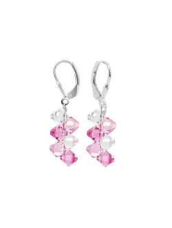 Cluster Style Swarovski Elements Crystal Handmade Sterling Silver Leverback Drop Earrings