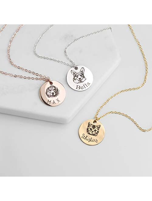 MignonandMignon Personalized Pet Gifts Custom Pet Jewelry Dog Necklace Cat Gift Custom Portrait Unique Gift LCN-AP