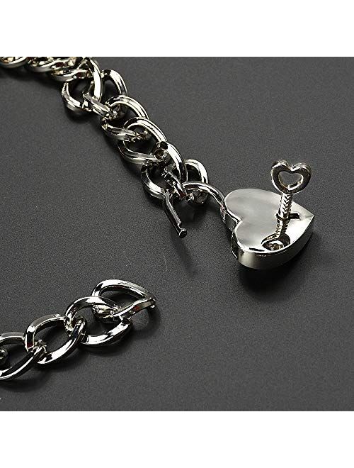 Lover Heart Padlock Necklace, Choker Necklaces for Women with Lock and Key, Metal Padlock Choker Pendant