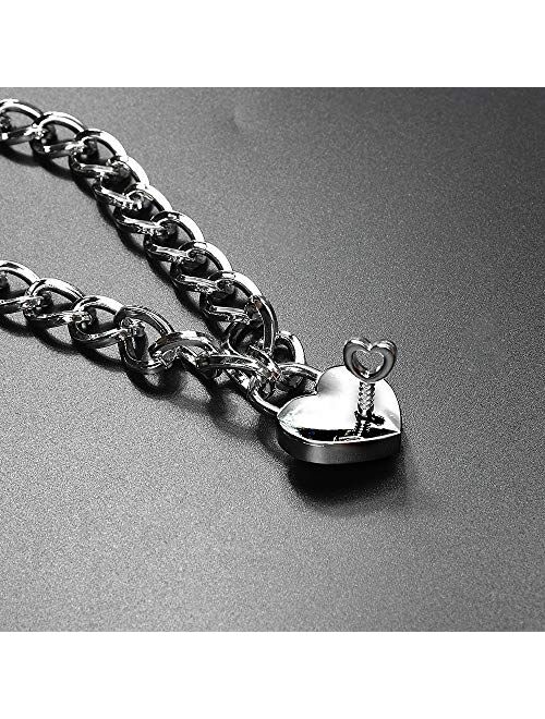 Lover Heart Padlock Necklace, Choker Necklaces for Women with Lock and Key, Metal Padlock Choker Pendant