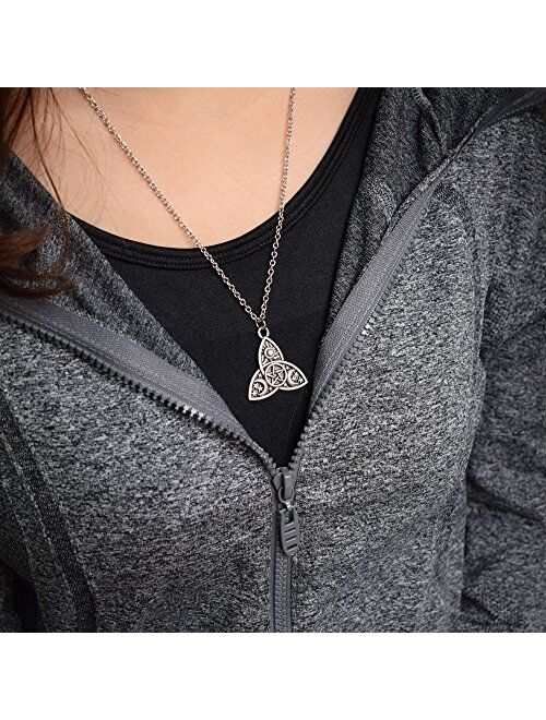 SanLan Triple Moon Goddess Triquetra Pentacle Necklace Pagan Wicca Pendant Necklace