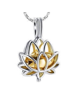 Imrsanl Cremation Jewelry for Ashes - Lotus Flower Ashes Pendant Necklace with Mini Keepsake Urn Memorial Ash Jewelry