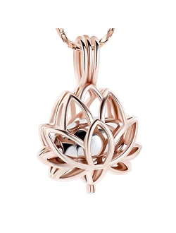 Imrsanl Cremation Jewelry for Ashes - Lotus Flower Ashes Pendant Necklace with Mini Keepsake Urn Memorial Ash Jewelry