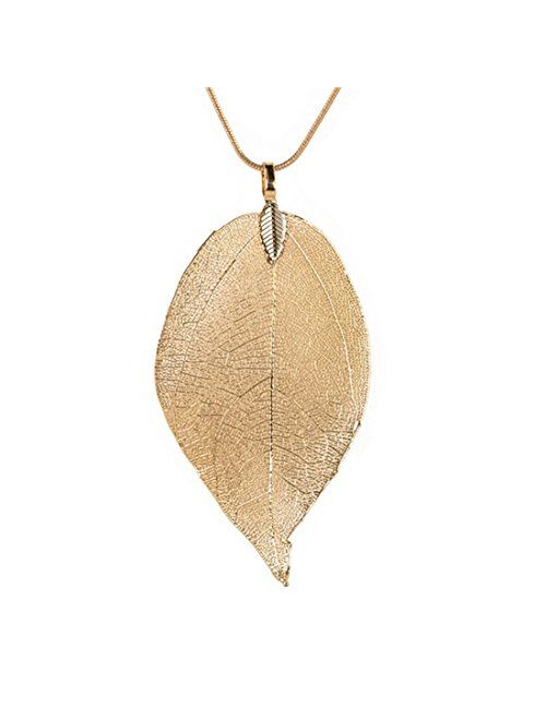 Edtoy Leaves Long Necklace Leaf Sweater Chain Pendant Fashion Accessories