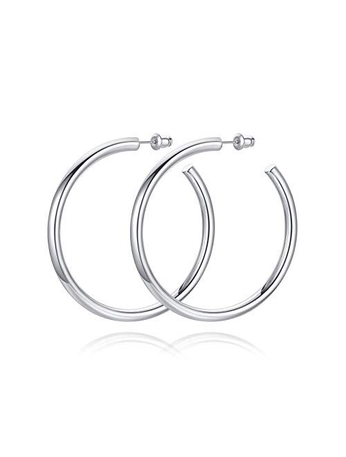 Howoo 14K Gold Plated Chunky Gold Hoops High Polished Gold Hoop Earrings for Women