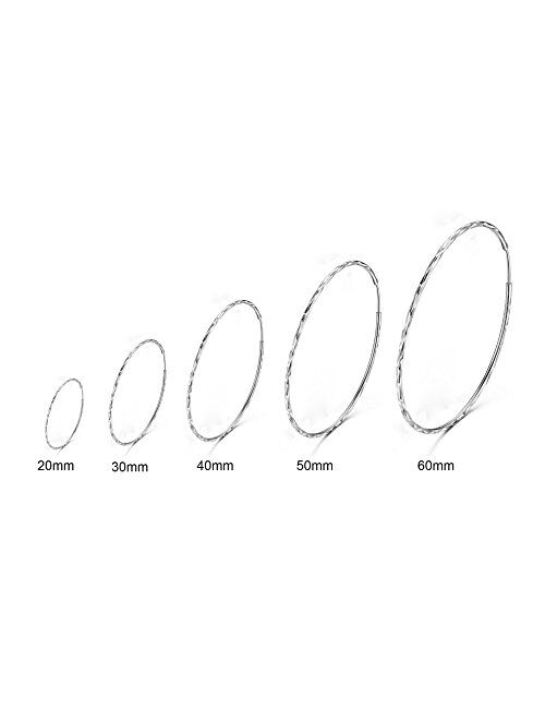 POPLYKE 925 Sterling Silver Circle Endless Hoop Earrings for Women Girls 20 30 40 50 60mm