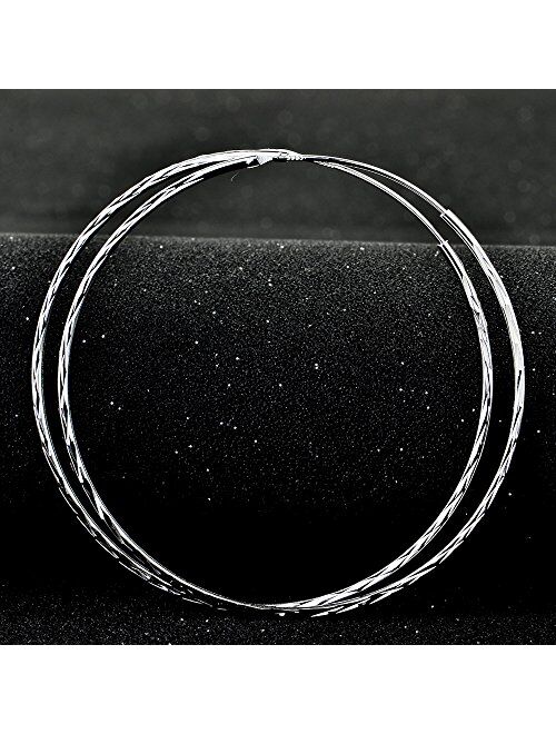 POPLYKE 925 Sterling Silver Circle Endless Hoop Earrings for Women Girls 20 30 40 50 60mm