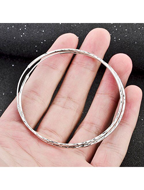 POPLYKE 925 Sterling Silver Circle Endless Hoop Earrings for Women Girls 20 30 40 50 60mm