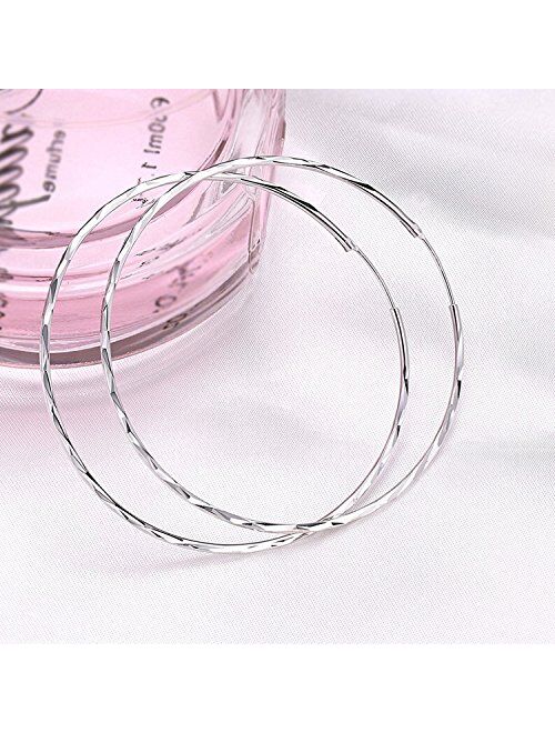 POPLYKE 925 Sterling Silver Circle Endless Hoop Earrings for Women Girls 20 30 40 50 60mm