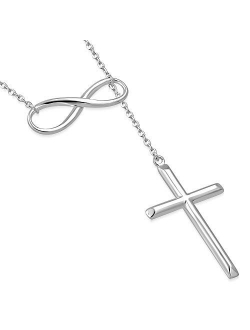 925 Sterling Silver Infinity Cross Necklace For Women - Modern Cross And Infinity Necklace - Infinity Love Cross Pendant In 3 Color Styles - Religious Jewelry with Adjust