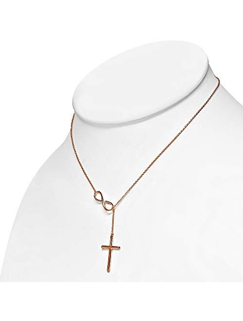 925 Sterling Silver Infinity Cross Necklace For Women - Modern Cross And Infinity Necklace - Infinity Love Cross Pendant In 3 Color Styles - Religious Jewelry with Adjust