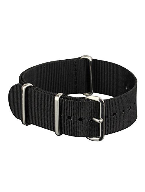 INFANTRY 20mm 22mm NATO Watch Strap Nylon Canvas Fabric Watch Band 4 Rings Stainless Steel Buckle