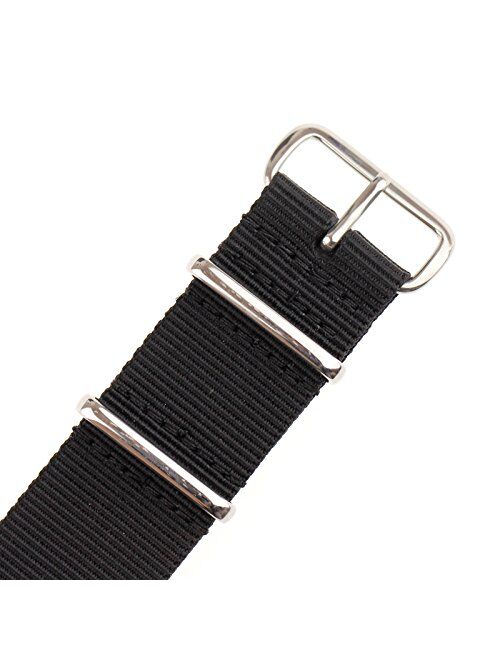 INFANTRY 20mm 22mm NATO Watch Strap Nylon Canvas Fabric Watch Band 4 Rings Stainless Steel Buckle