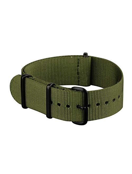 INFANTRY 20mm 22mm NATO Watch Strap Nylon Canvas Fabric Watch Band 4 Rings Stainless Steel Buckle