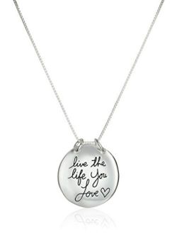 Amazon Collection Sterling Silver Live The Life You Love Reversible Pendant Necklace