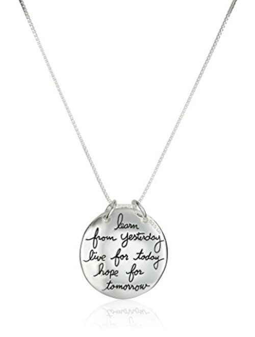 Amazon Collection Sterling Silver Live The Life You Love Reversible Pendant Necklace