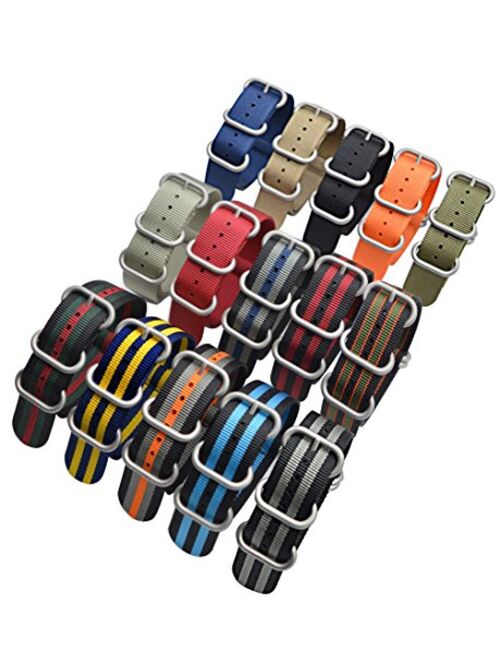 ArtStyle Watch Band with Colorful Nylon Material Strap and Heavy Duty Brushed Buckle