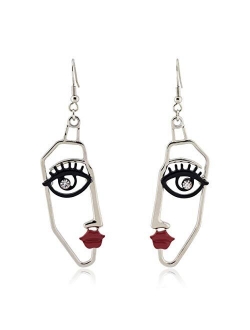 Human Face Dangle Drop Statement Fashion Earrings for Women Girls