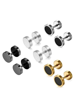 Aroncent 10 Pcs Mens Womens Stud Earring Set Stainless Steel Ear Stud Screw Back 8 MM Rosegold