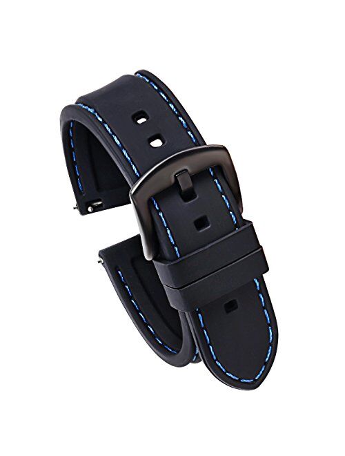 Carty Quick Release Watch Straps (20mm or 22mm) - Soft Silicone Rubber Replacement Watch Band