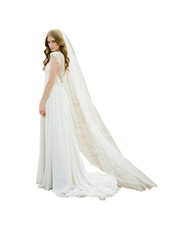 EllieHouse Women's 2 Tier Chapel Wedding Bridal Veil With Comb E22