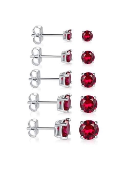 GEMSME18K White Gold Plated 4 Pong Round Clear Cubic Zirconia Stud Earring Pack of 5/6