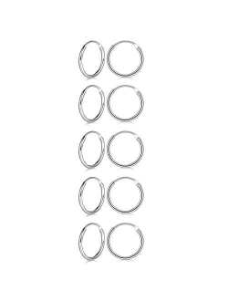 Small Silver Hoop Earrings - 3 Pairs Small Hoop Earrings for Women Men Gifts Hypoallergenic 925 Sterling Silver Hoop Earrings Endless Tiny Hoop Earrings Set for Cartilage