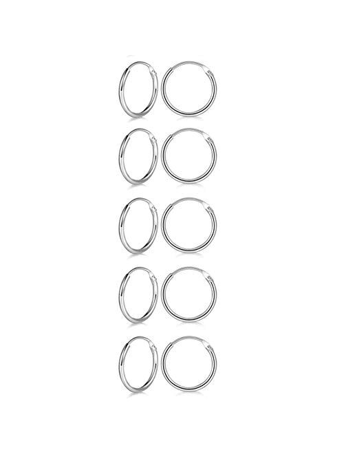 Small Silver Hoop Earrings - 3 Pairs Small Hoop Earrings for Women Men Gifts Hypoallergenic 925 Sterling Silver Hoop Earrings Endless Tiny Hoop Earrings Set for Cartilage