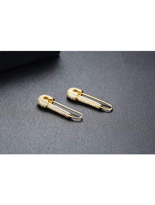 Stainless Steel Stylish Cartilage Earrings Punk Goth Safety Pin Earrings for Women Girl 90s Earrings Stud