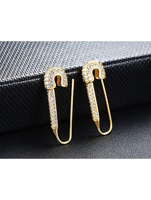 Stainless Steel Stylish Cartilage Earrings Punk Goth Safety Pin Earrings for Women Girl 90s Earrings Stud