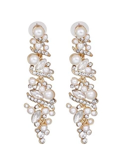 NLCAC Women's Wedding Earrings for Brides Dangling Rhinestone Crystal Chandelier Earring Drop Bridesmaids