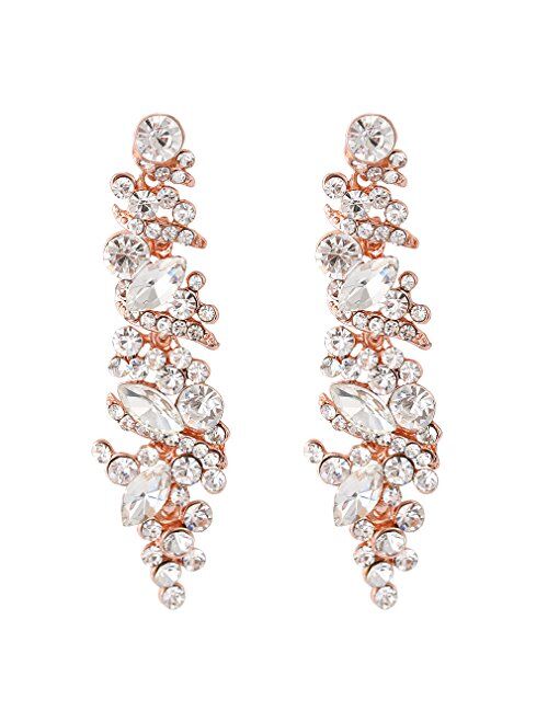 NLCAC Women's Wedding Earrings for Brides Dangling Rhinestone Crystal Chandelier Earring Drop Bridesmaids