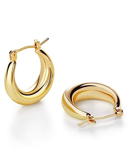 LILIE&WHITE Chunky Gold Hoop Earrings for Women Cute Fashion Hypoallergenic earrings Minimalist Jewelry Gift