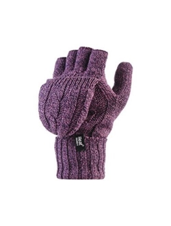 Heat Holders - Women's Thermal Converter Fingerless Cable Knit 2.3 Tog Gloves - One Size