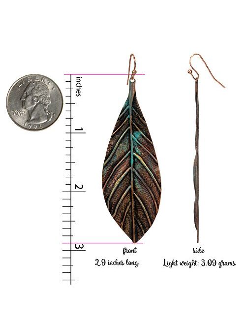 Handmade Boho Lightweight Statement Leaf Earrings with Detailed Texture for Women