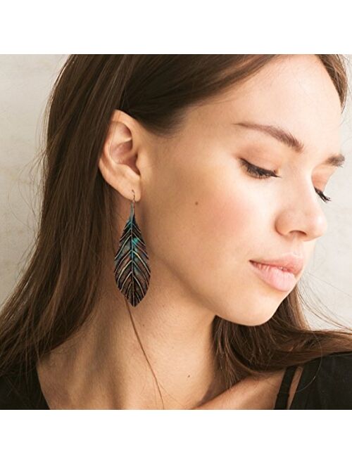 Handmade Boho Lightweight Statement Leaf Earrings with Detailed Texture for Women